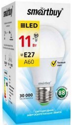 Лампа св/д (LED)  A60  ГРУША  13W 3000 К  E27,  ТЕПЛ. СВЕТ (10/50) SMARTBUY 553048